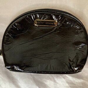 Betsey Johnson Black Faux Leather Close Cosmetic Bag - Gold Hardware